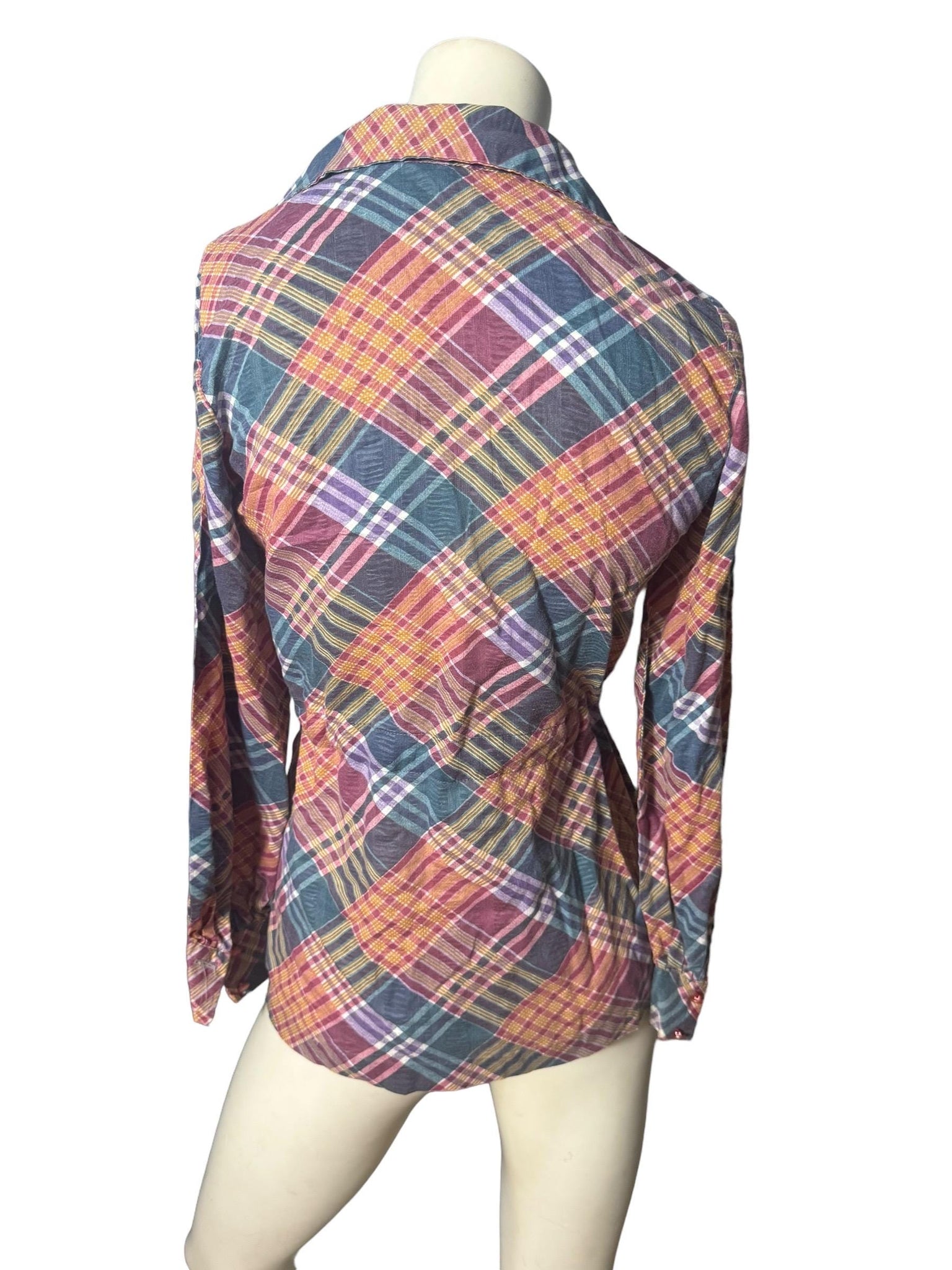 Vintage 70's tie waist blouse shirt S M