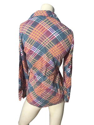 Vintage 70's tie waist blouse shirt S M