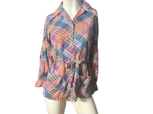 Vintage 70's tie waist blouse shirt S M