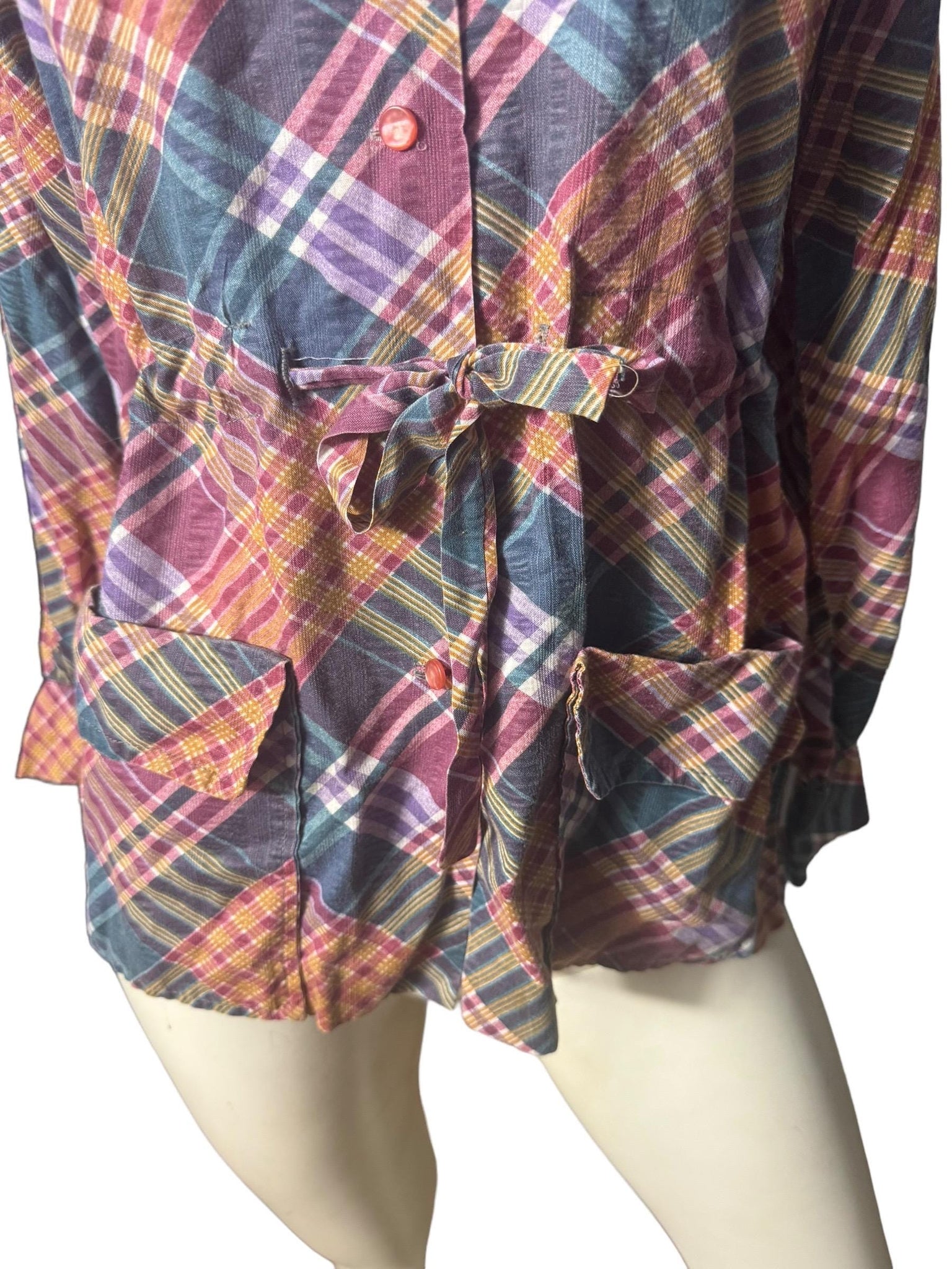 Vintage 70's tie waist blouse shirt S M
