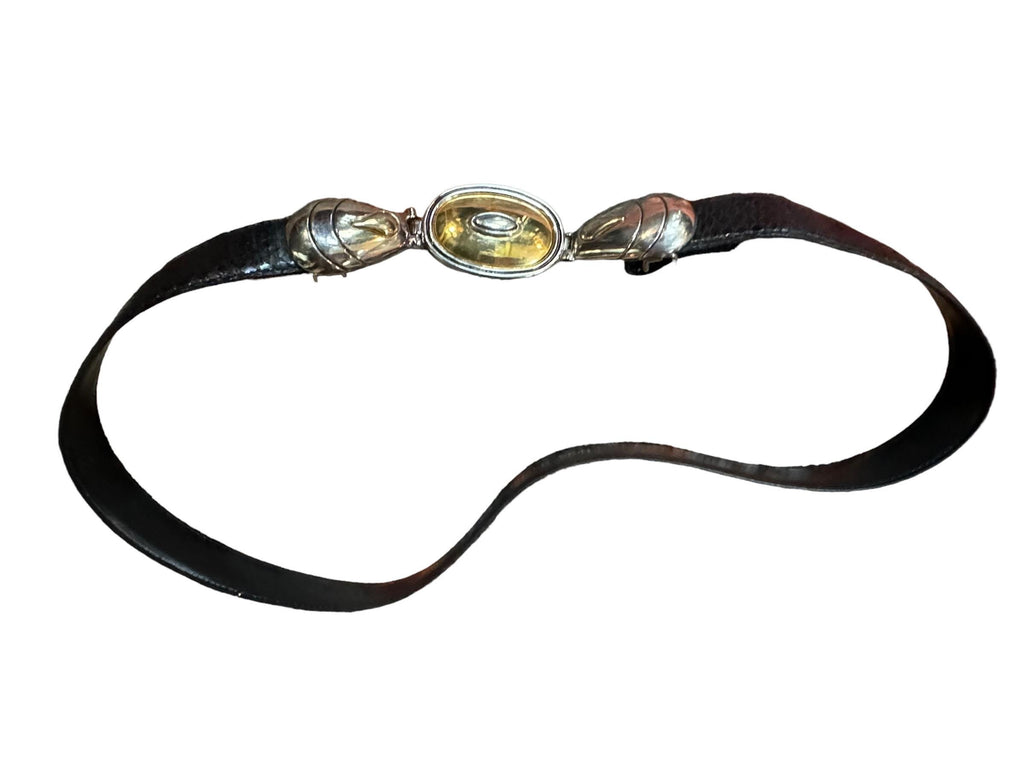 Vintage leather snakeskin clasp belt