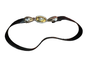 Vintage leather snakeskin clasp belt