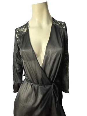 Vintage 70's Sears black robe XS