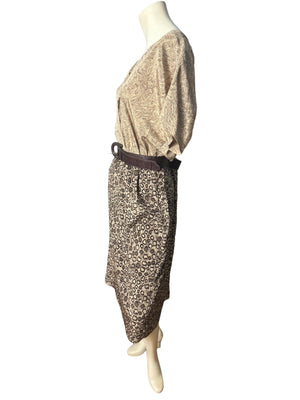 Vintage 80's leopard dress & jacket L XL