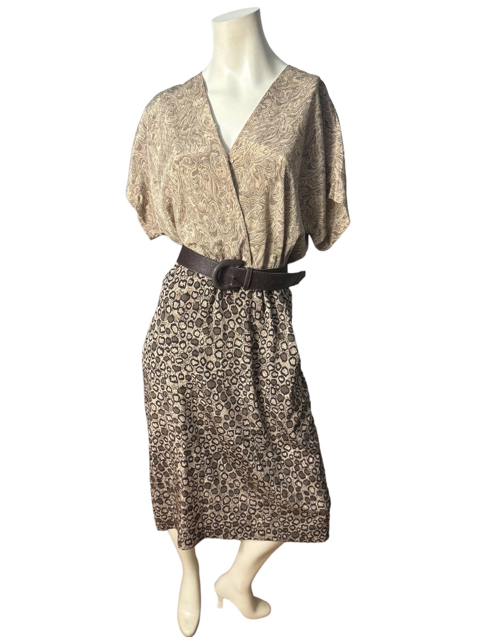 Vintage 80's leopard dress & jacket L XL