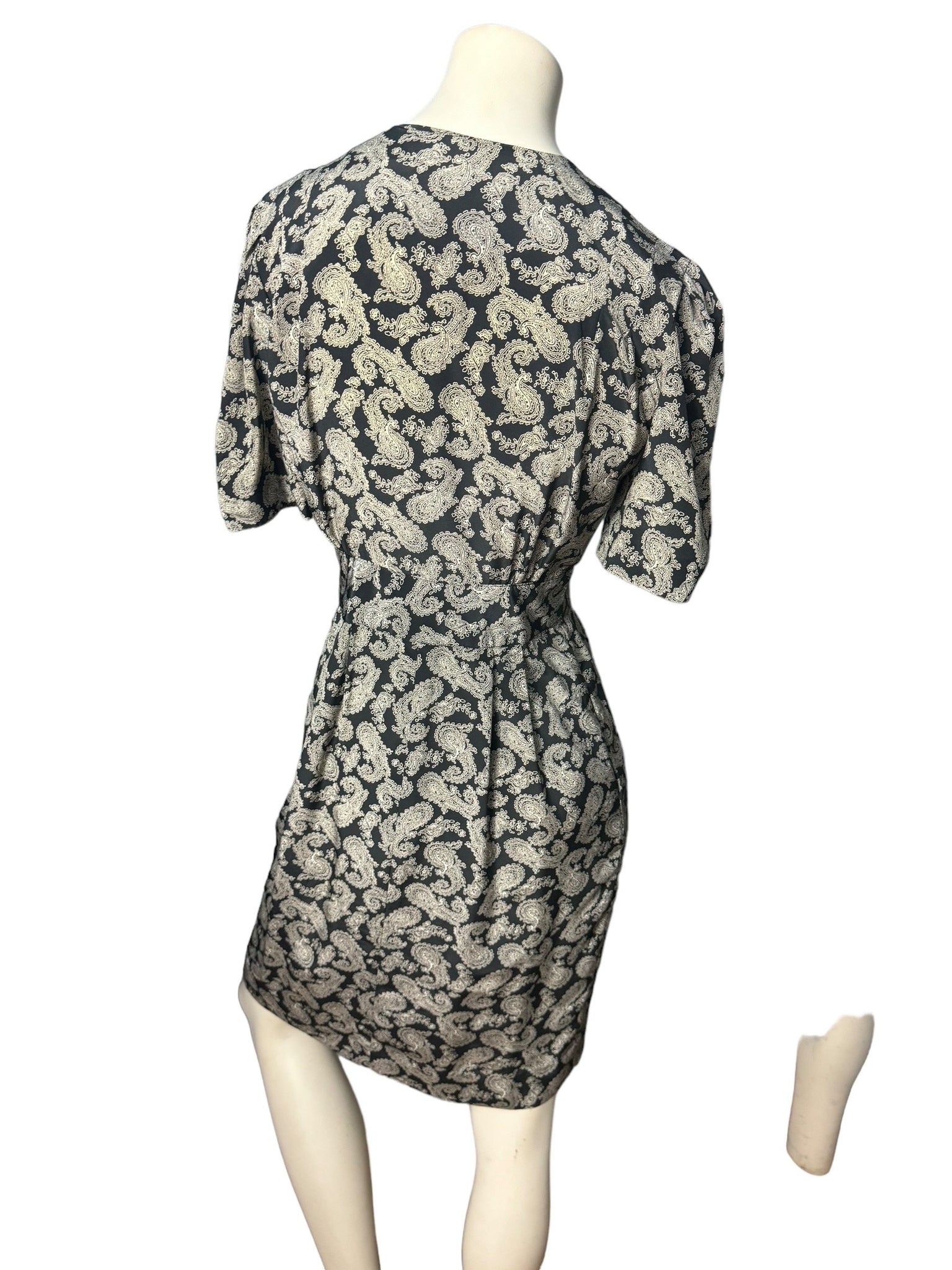 Vintage 80's black paisley dress 6 Liz Claiborne