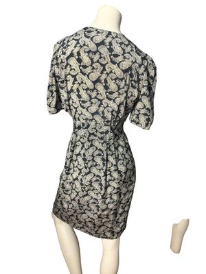 Vintage 80's black paisley dress 6 Liz Claiborne