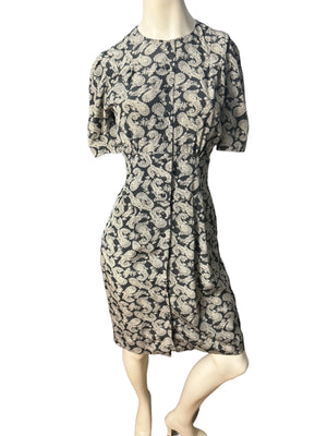 Vintage 80's black paisley dress 6 Liz Claiborne