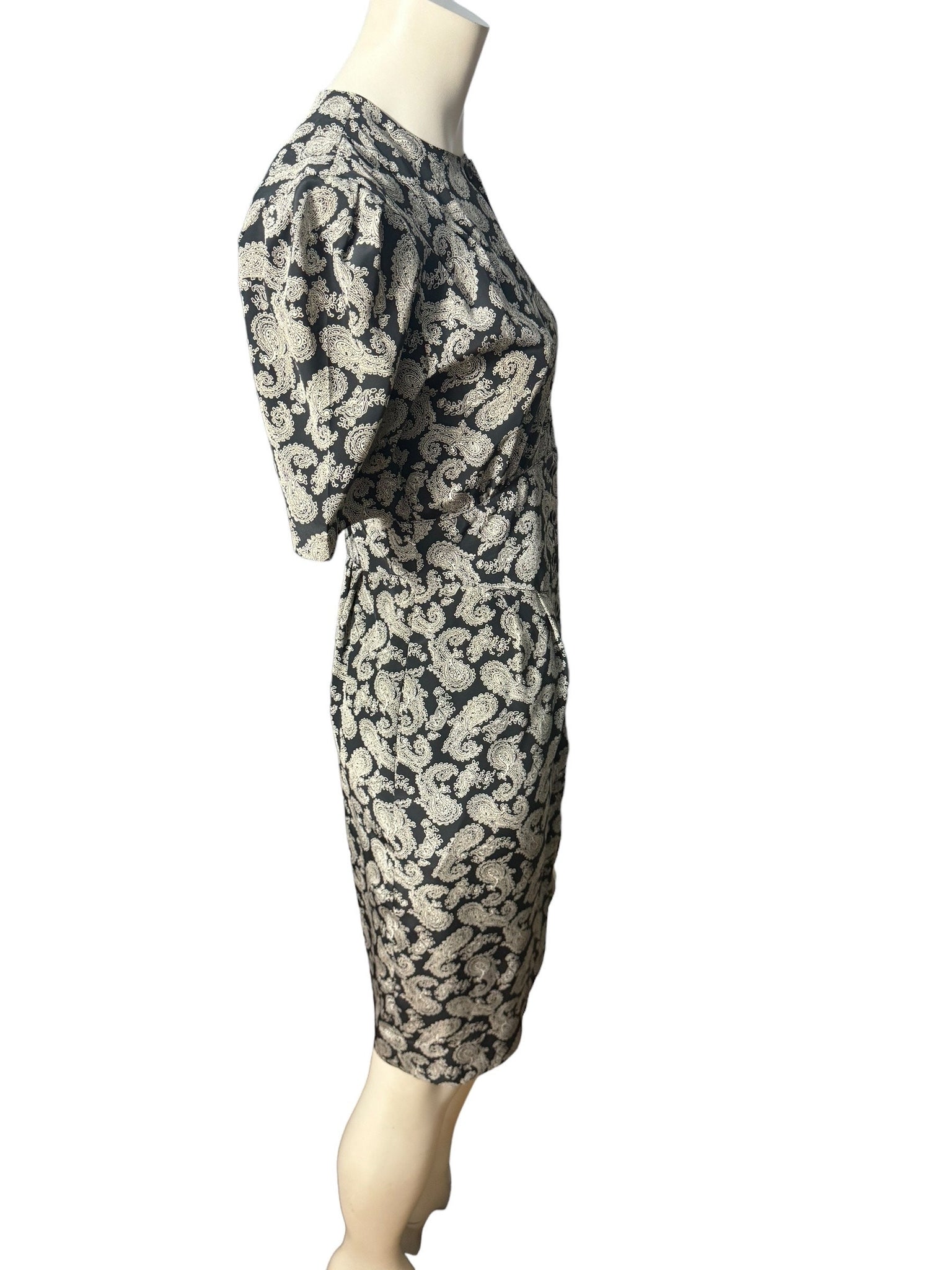 Vintage 80's black paisley dress 6 Liz Claiborne