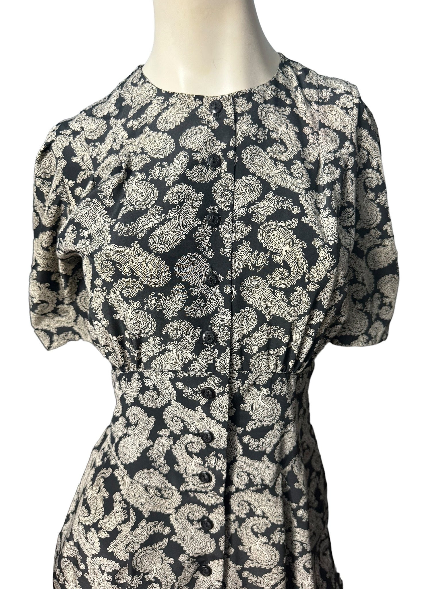 Vintage 80's black paisley dress 6 Liz Claiborne