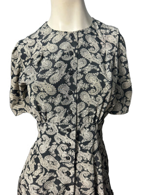 Vintage 80's black paisley dress 6 Liz Claiborne