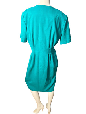 Vintage 80's green fitted dress 16 Cynthia Howie