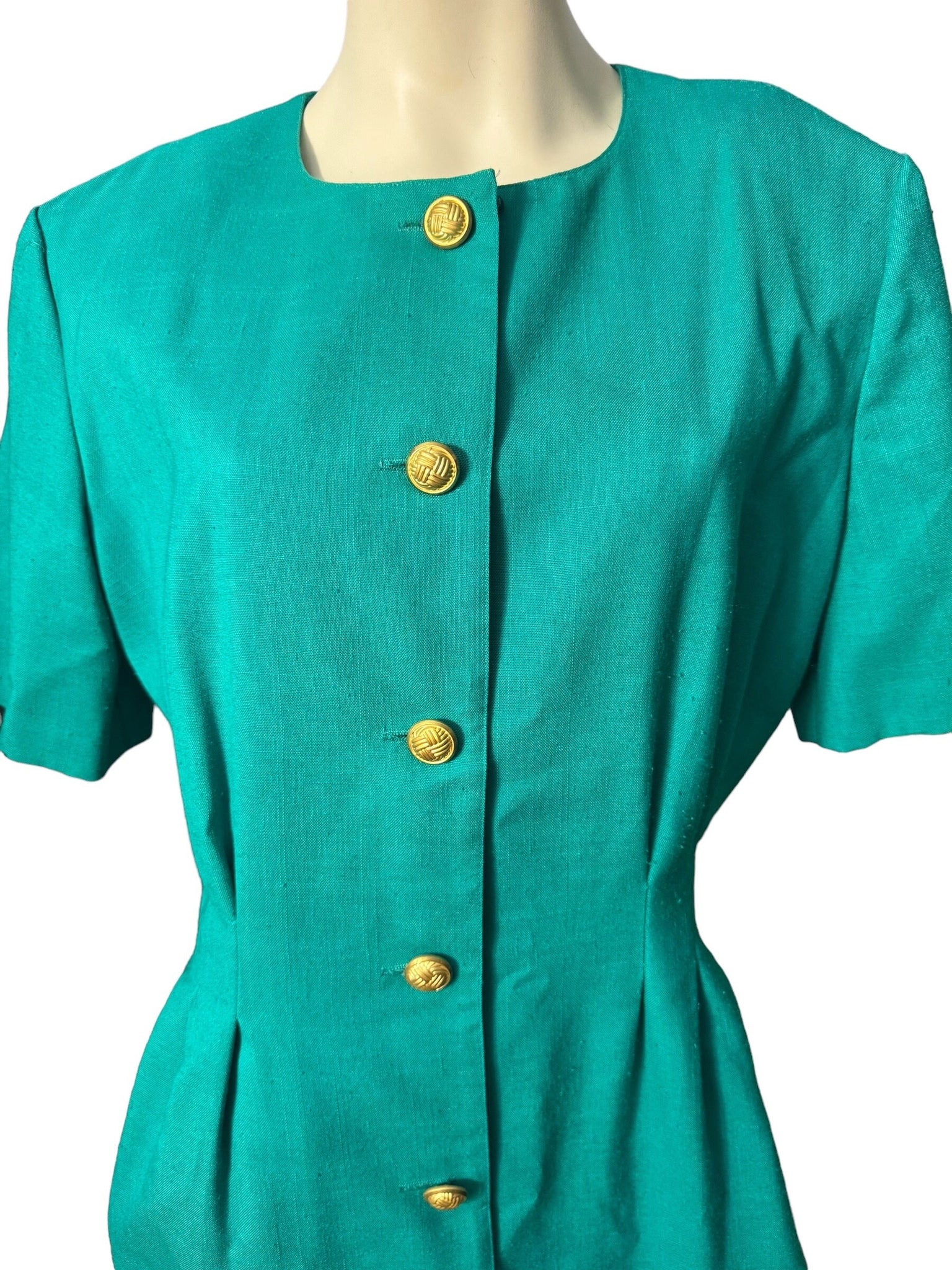Vintage 80's green fitted dress 16 Cynthia Howie