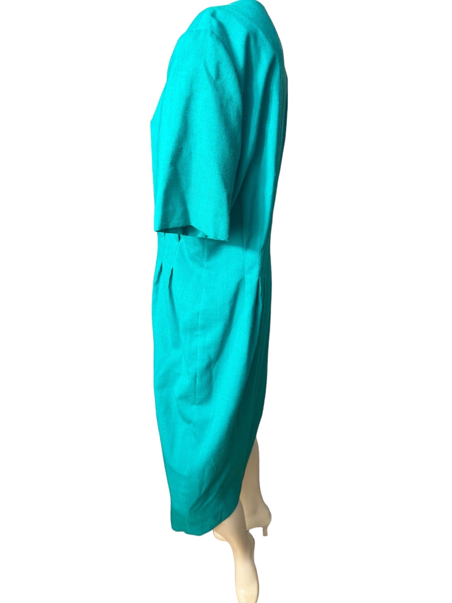 Vintage 80's green fitted dress 16 Cynthia Howie