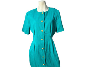 Vintage 80's green fitted dress 16 Cynthia Howie