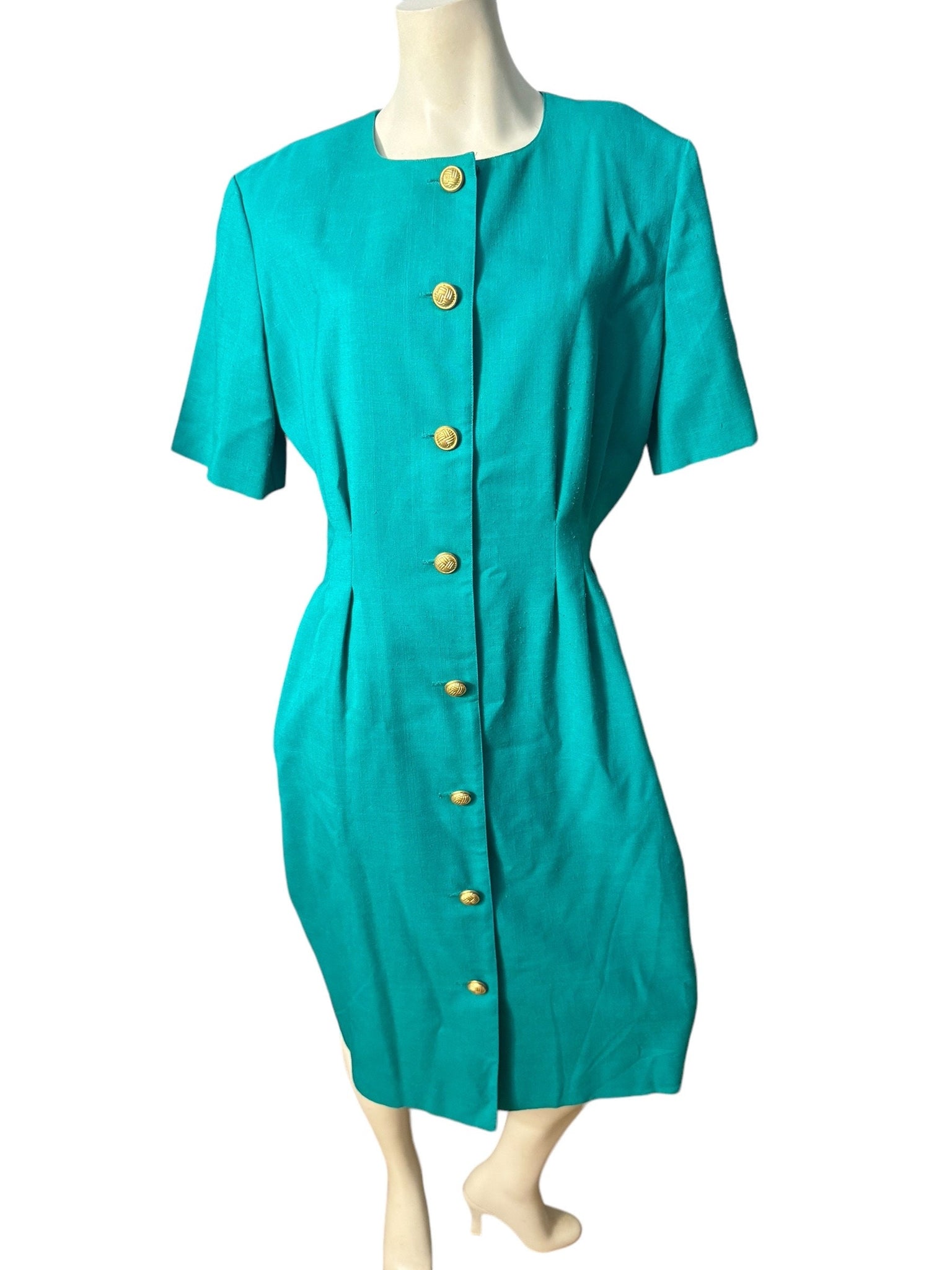 Vintage 80's green fitted dress 16 Cynthia Howie