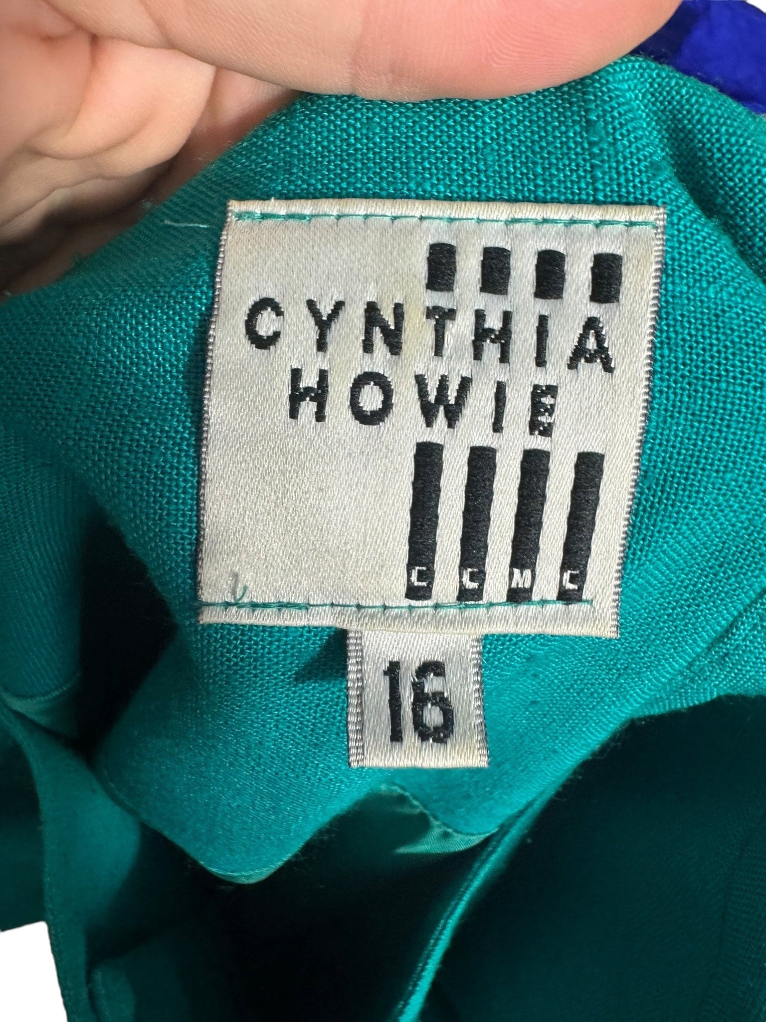 Vintage 80's green fitted dress 16 Cynthia Howie