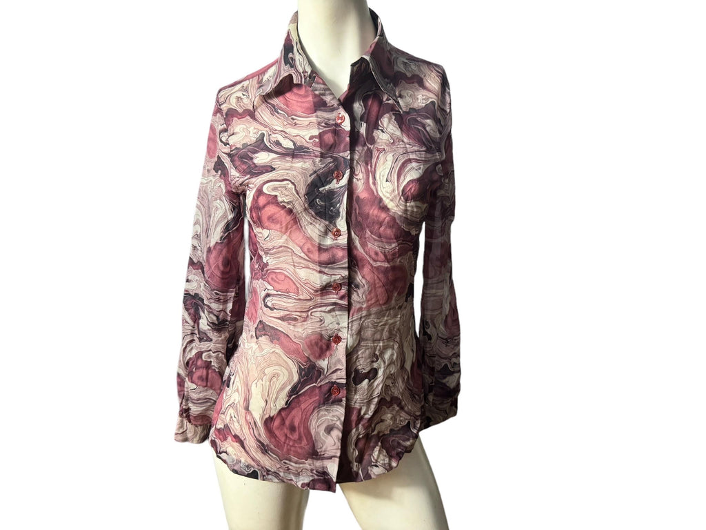 Vintage 70's mod blouse shirt S