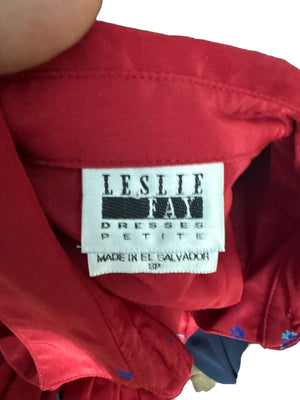 Vintage 80's red dress 8 Pet Leslie Fay