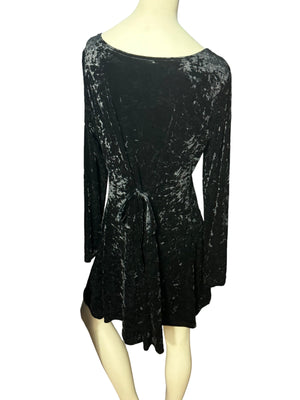 Vintage 90's black velvet mini dress M