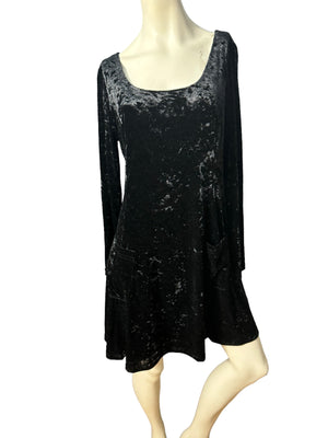 Vintage 90's black velvet mini dress M