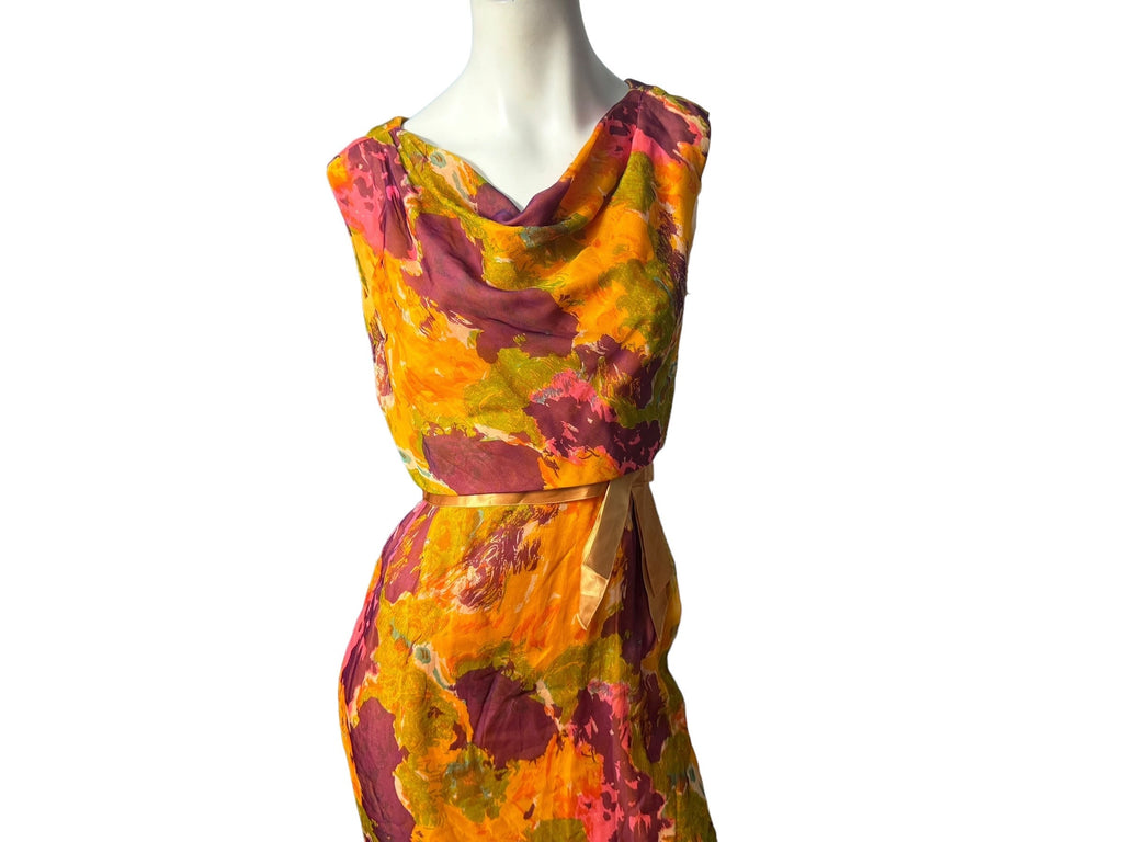 Vintage 60's orange fitted dress S