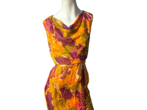 Vintage 60's orange fitted dress S