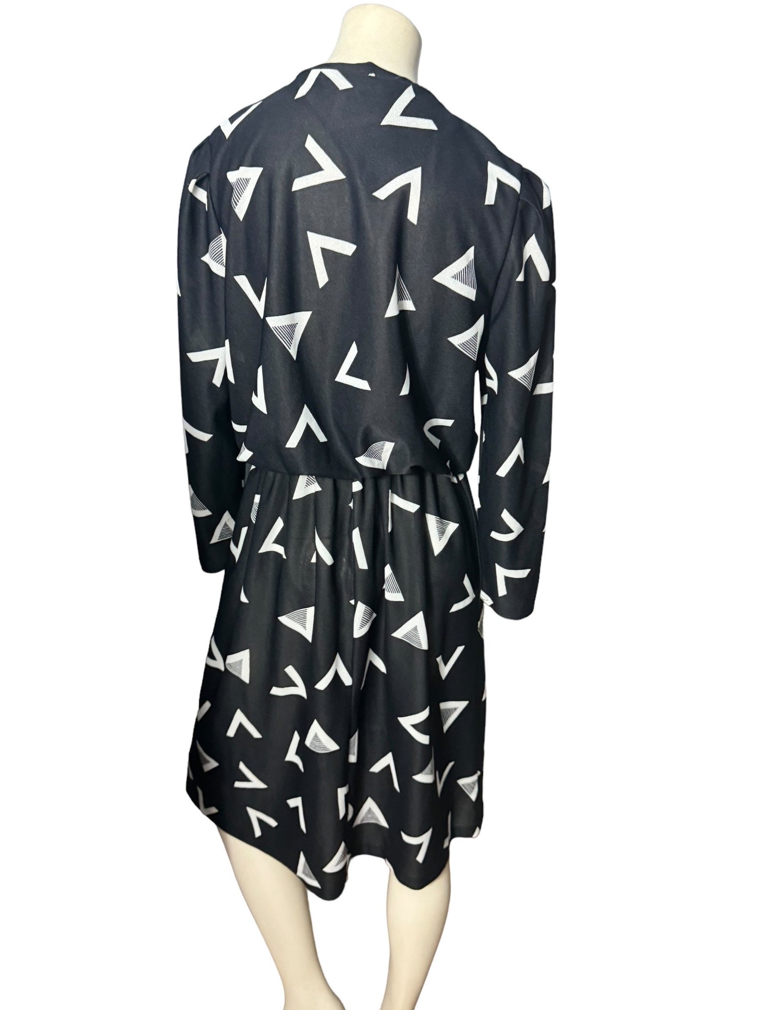 Vintage 80's black & white dress L