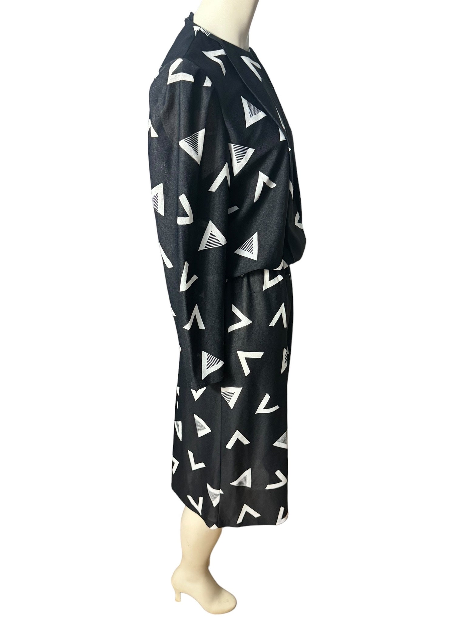 Vintage 80's black & white dress L