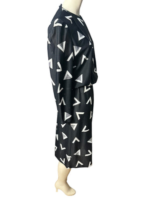 Vintage 80's black & white dress L
