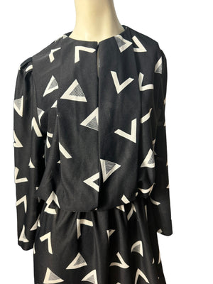 Vintage 80's black & white dress L
