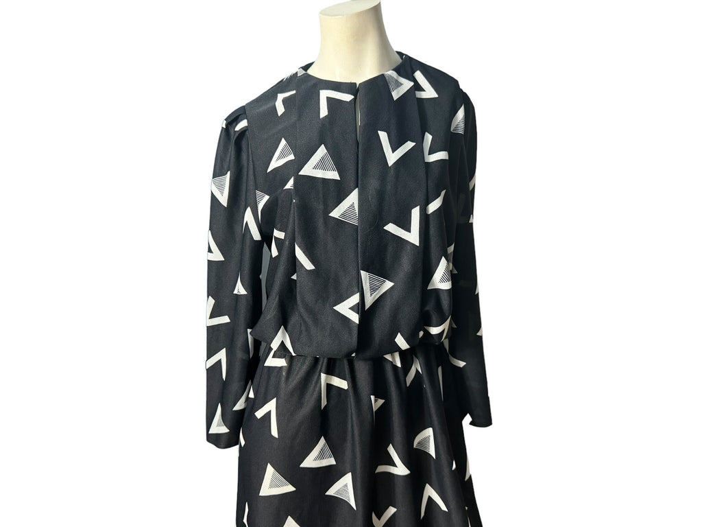 Vintage 80's black & white dress L
