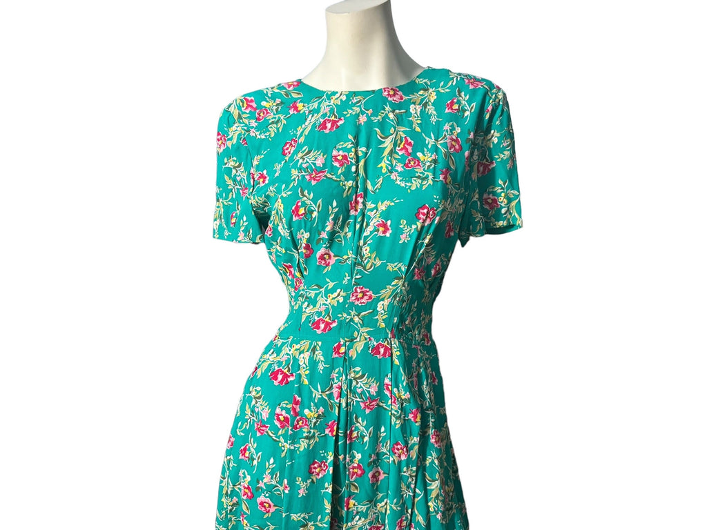 Vintage 80's green rayon dress 4 Maggy London