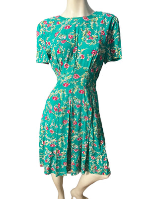 Vintage 80's green rayon dress 4 Maggy London