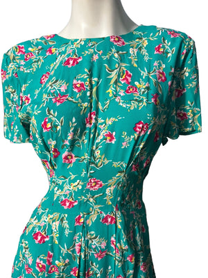 Vintage 80's green rayon dress 4 Maggy London