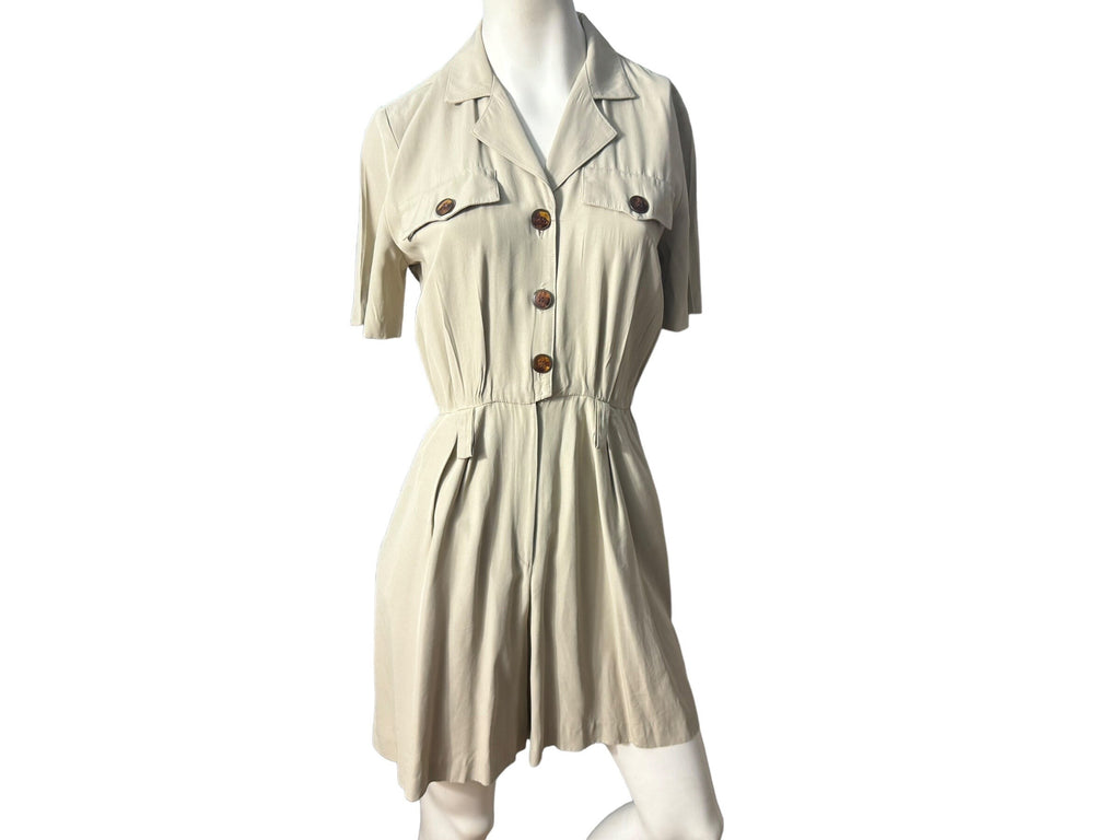 Vintage 80's tan romper jumpsuit M