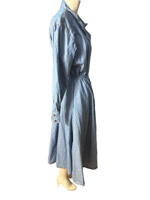 Vintage 80's jean wrap dress L