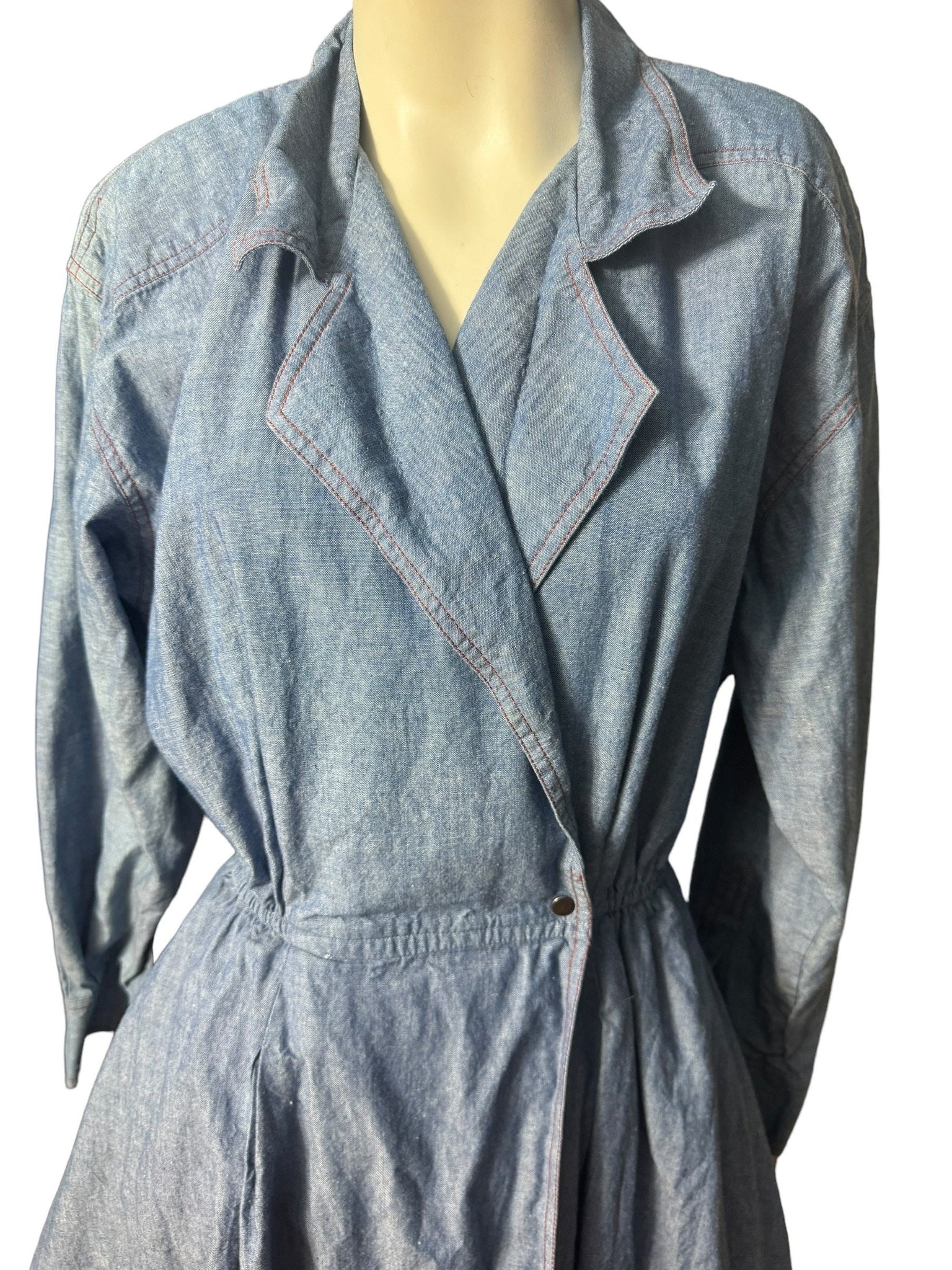 Vintage 80's jean wrap dress L