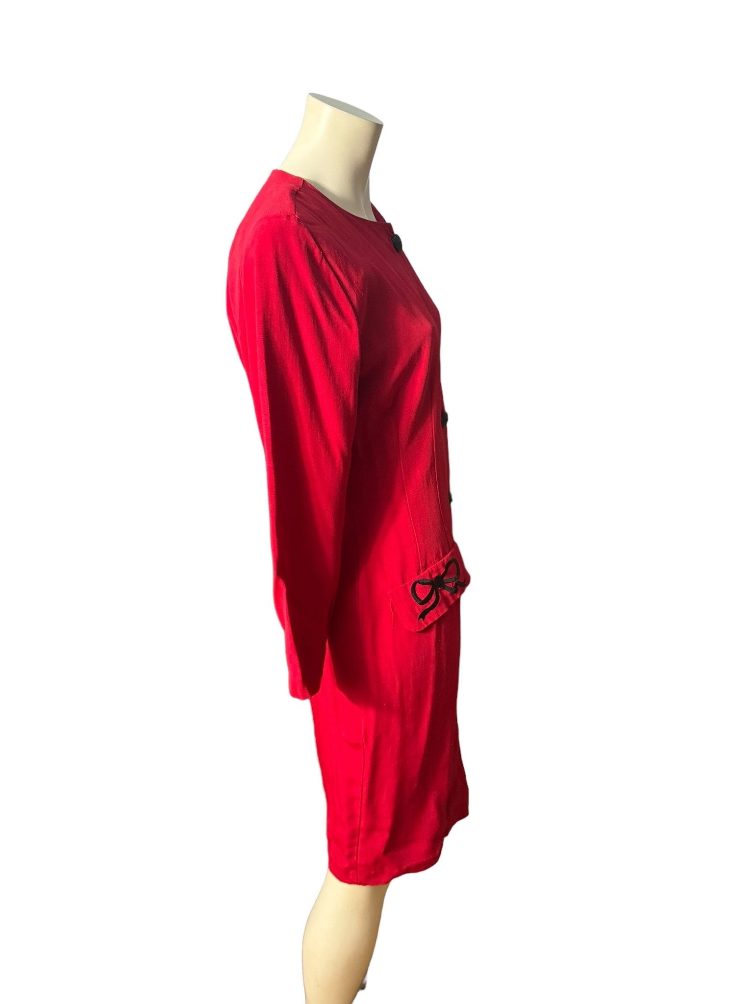 Vintage 80's red bow dress M Kate Warner