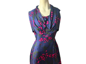 Vintage 50's blue fitted day dress L