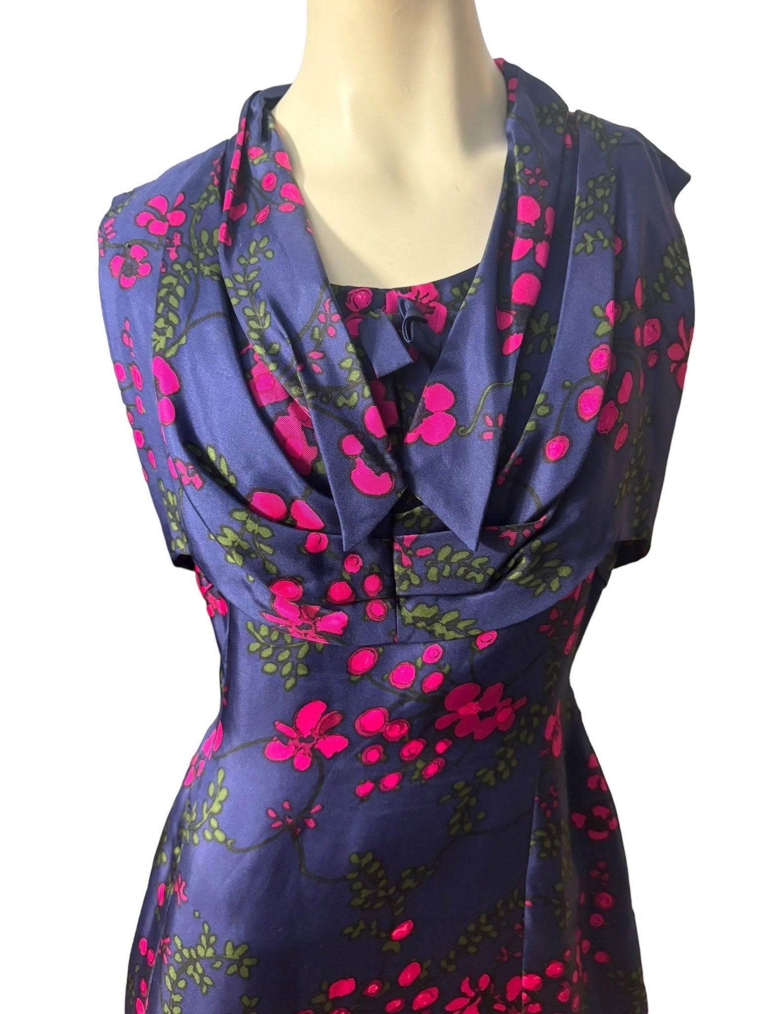 Vintage 50's blue fitted day dress L
