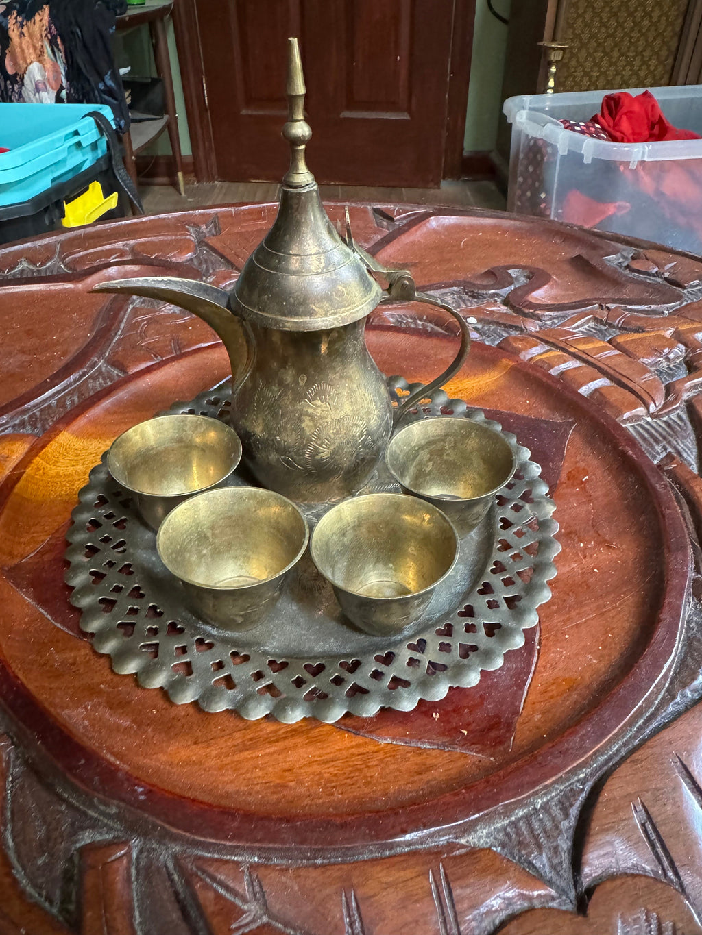Vintage brass India coffee set