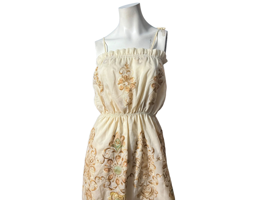 Vintage 70’s embroidered sun dress M