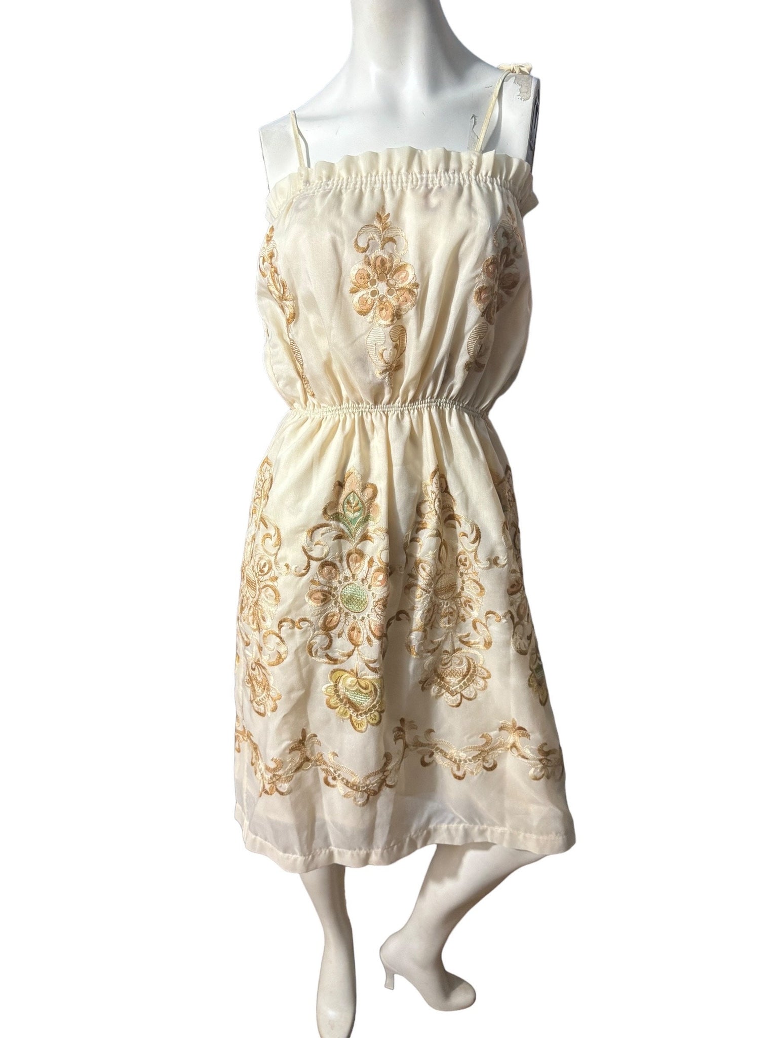 Vintage 70’s embroidered sun dress M