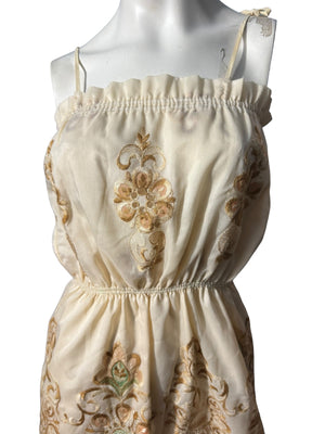Vintage 70’s embroidered sun dress M
