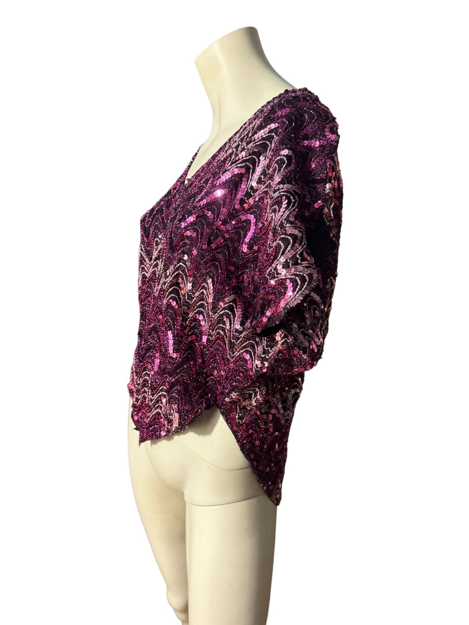 Vintage 70's sequin top shirt L