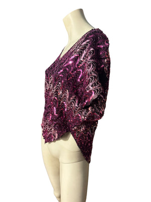 Vintage 70's sequin top shirt L