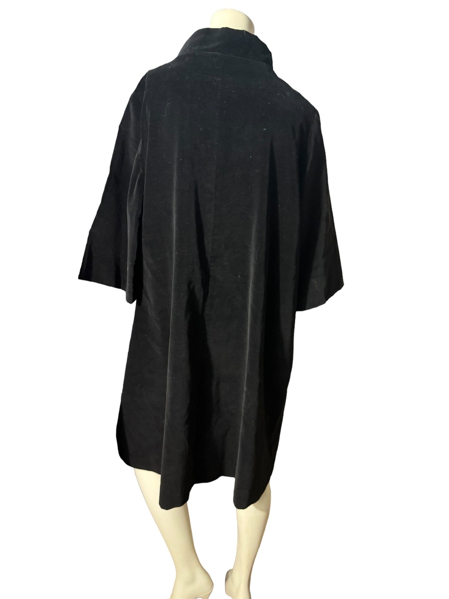 Vintage black velvet 50's coat M L
