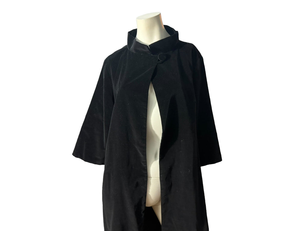 Vintage black velvet 50's coat M L