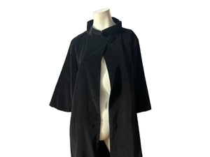 Vintage black velvet 50's coat M L